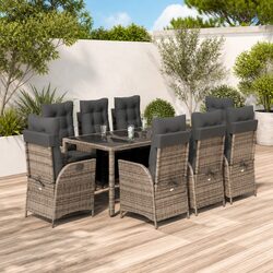 Versatile 9-Piece Rattan Dining Set for Outdoor Spaces