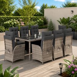 Practical 9 Piece Grey Garden Dining Set for Any Occasion