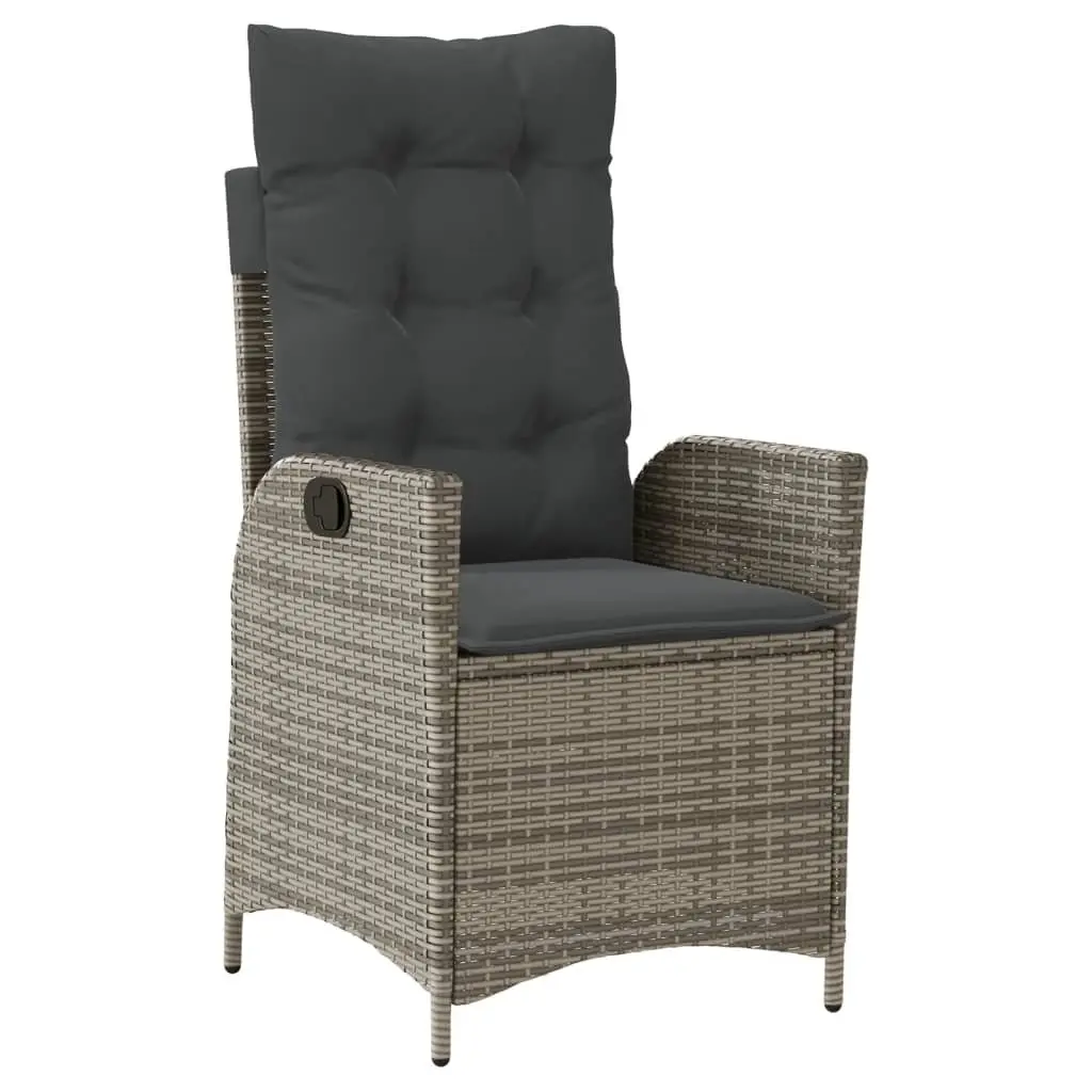 Garden Dining Set 9 Piece PE Rattan Outdoor Furniture Grey with Cushions