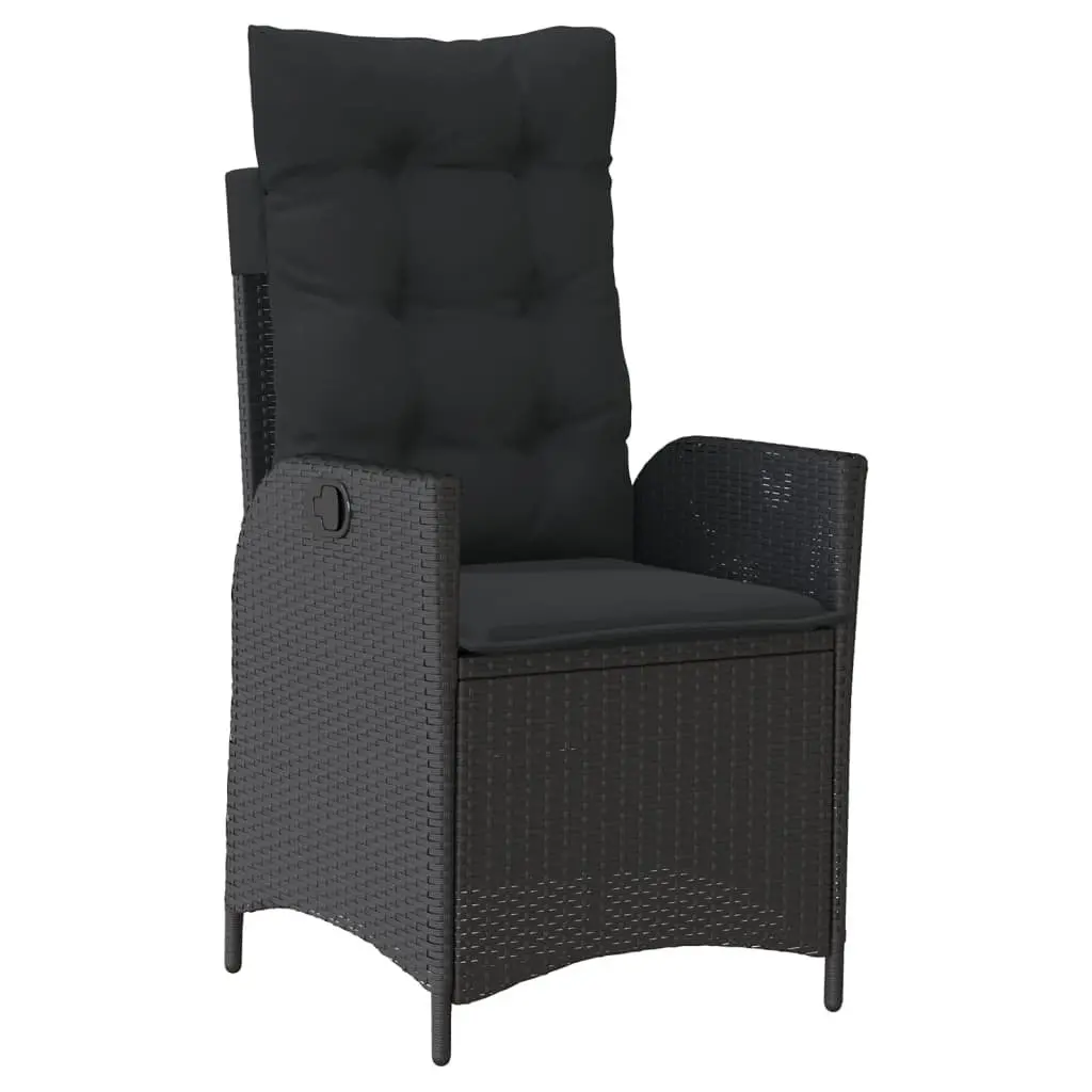 Garden Dining Set 5 Piece Outdoor Patio Furniture with Cushions Black Rattan