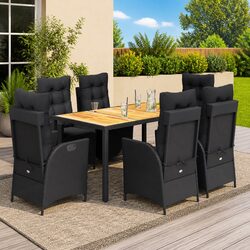Perfect Dining Set for Your Garden: 7-Piece Black Rattan