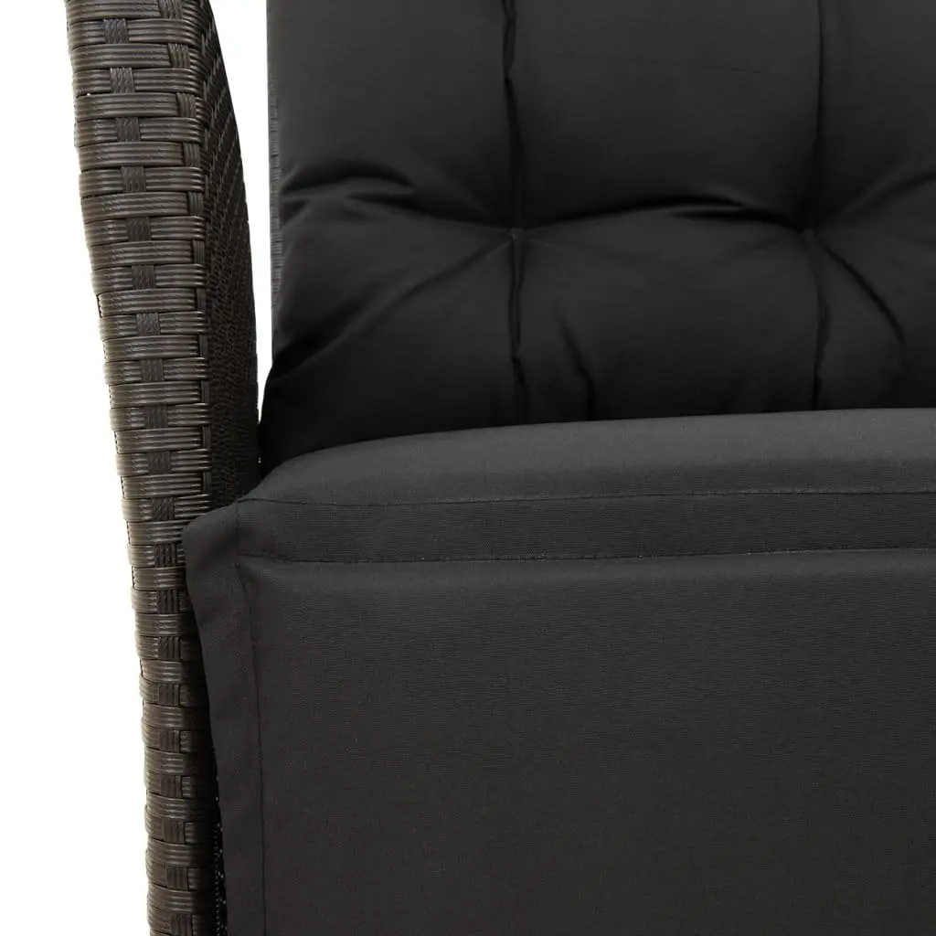 Outdoor Garden Dining Set 7 Piece Black Poly Rattan Table Chair with Cushions