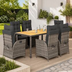 7 Piece Outdoor Dining Set with Cushions