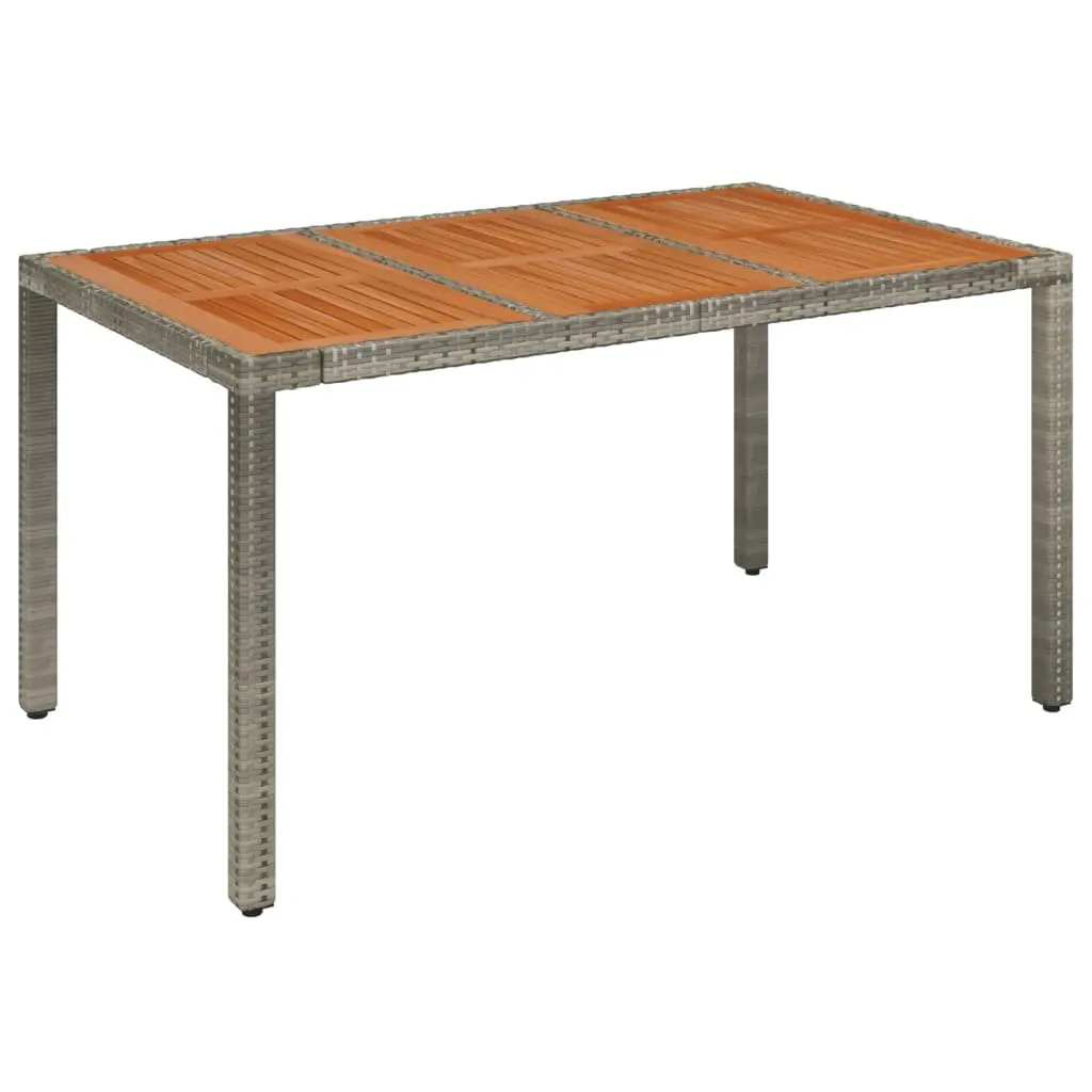 7 Piece Garden Dining Set PE Rattan Acacia Wood Table Grey