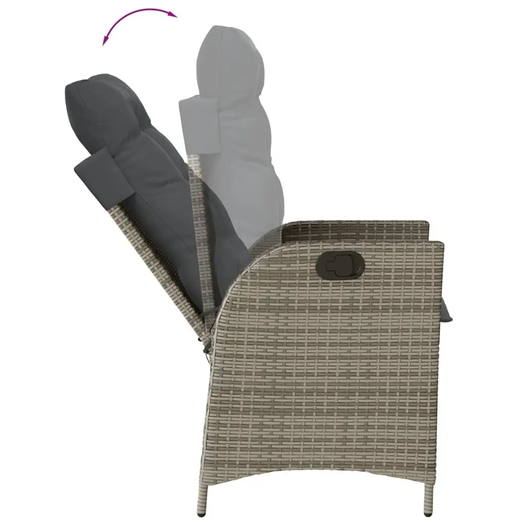 7 Piece Garden Dining Set PE Rattan Acacia Wood Table Grey