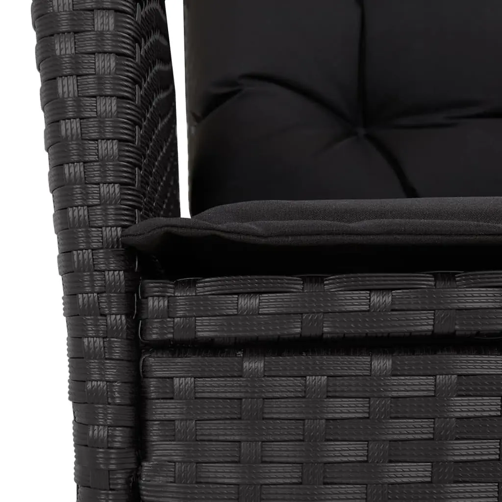 Garden Dining Set 9 Piece PE Rattan Outdoor Furniture Black with Acacia Wood Table and Cushions