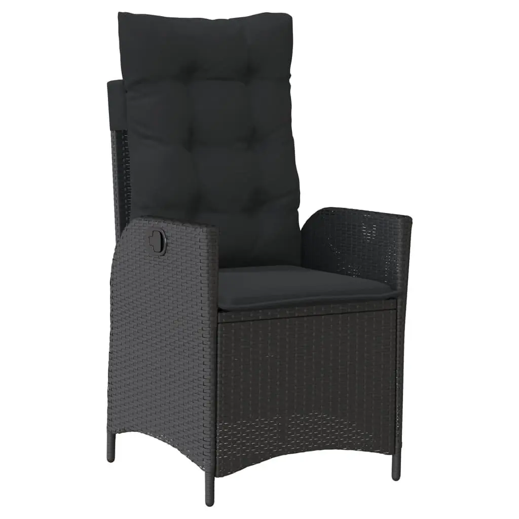 Garden Dining Set 5 Piece PE Rattan Cushions Black Outdoor Furniture