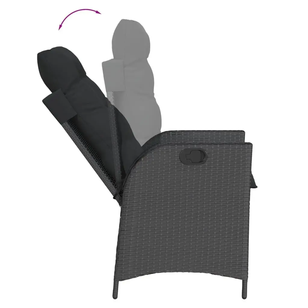 Garden Dining Set 5 Piece PE Rattan Cushions Black Outdoor Furniture