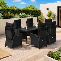 7 Piece Black Dining Set for Outdoor Use