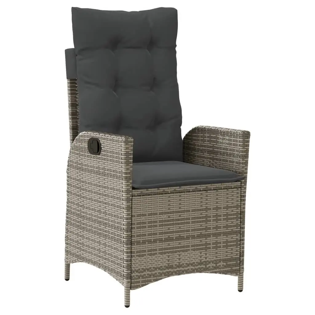 Garden Dining Set 5 Piece PE Poly Rattan Grey Outdoor Furniture with Tempered Glass Table and Cushioned Chairs