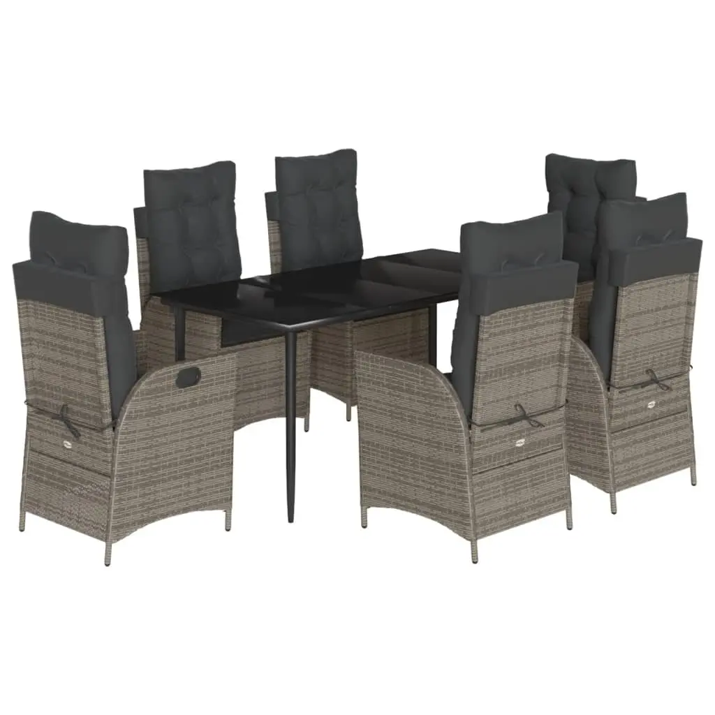Garden Dining Set 7 Piece Outdoor Furniture Grey Poly Rattan Table Chairs