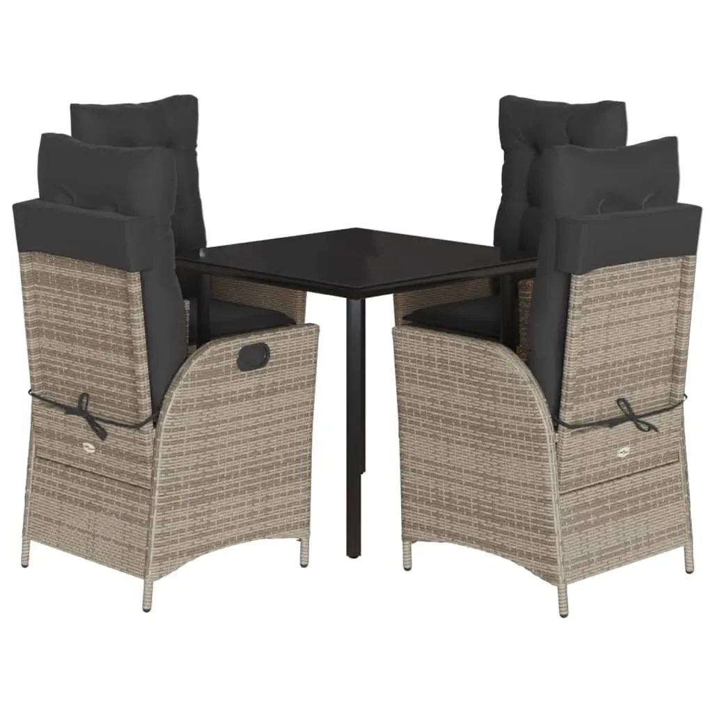 Garden Dining Set PE Rattan 5 Piece Outdoor Furniture Grey with Cushions