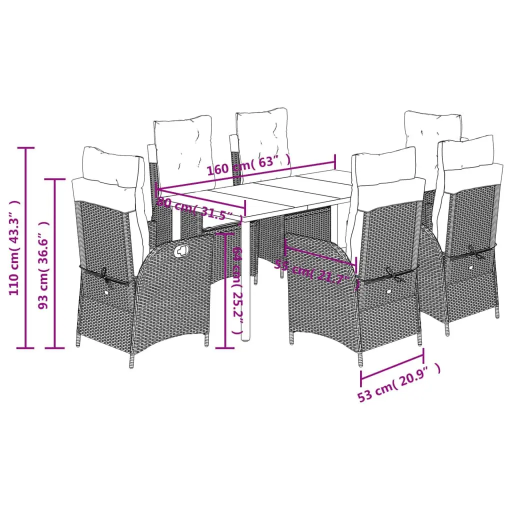 7 Piece Garden Dining Set for Outdoor Use