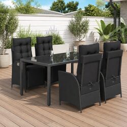 Practical 5-Piece Black Garden Dining Set for Outdoor Use