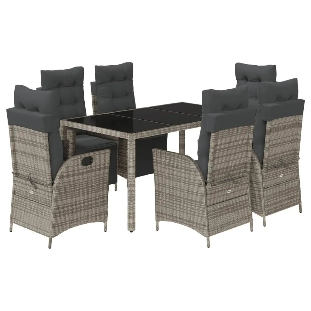 7 Piece Garden Dining Set Poly Rattan Grey Outdoor Furniture Chair Table