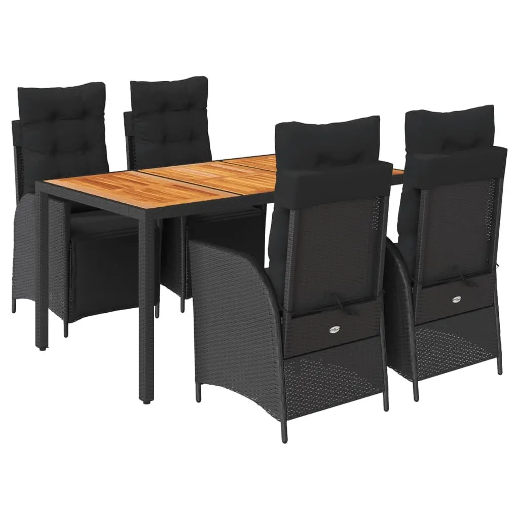 Outdoor Dining Set PE Rattan 5 Piece Black Garden Furniture Table Chairs