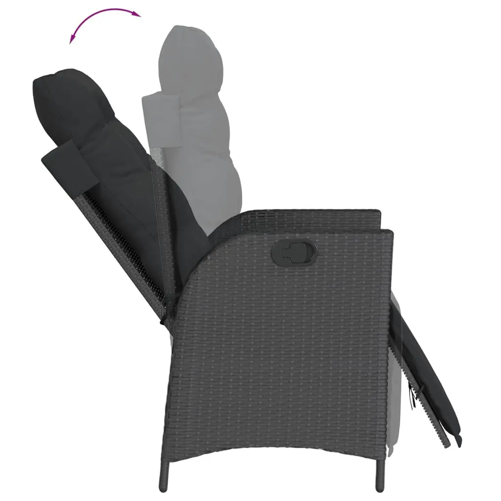 Outdoor Dining Set PE Rattan 5 Piece Black Garden Furniture Table Chairs