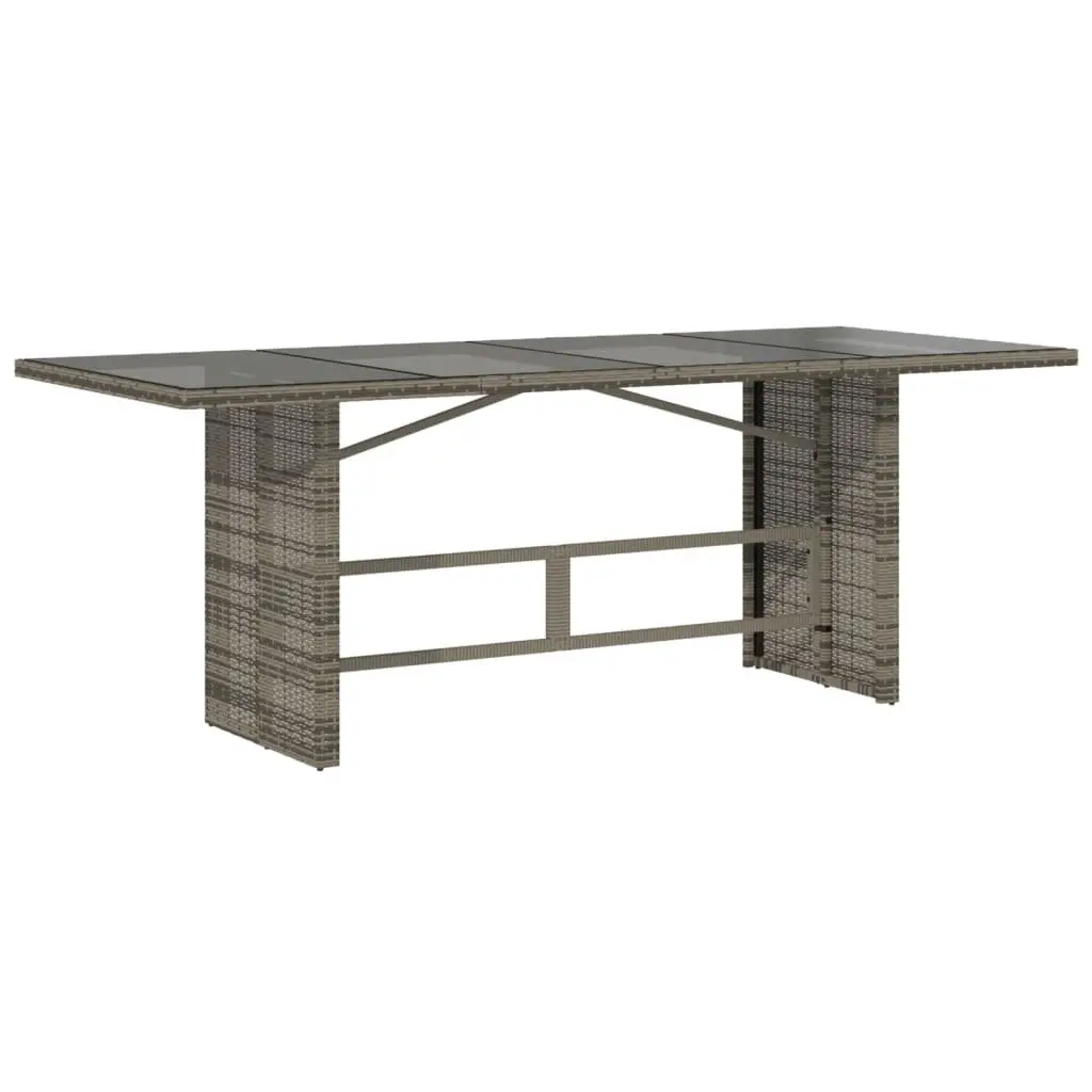 Outdoor Dining Set 7 Piece Grey PE Rattan Furniture with Cushions and Tempered Glass Tabletop