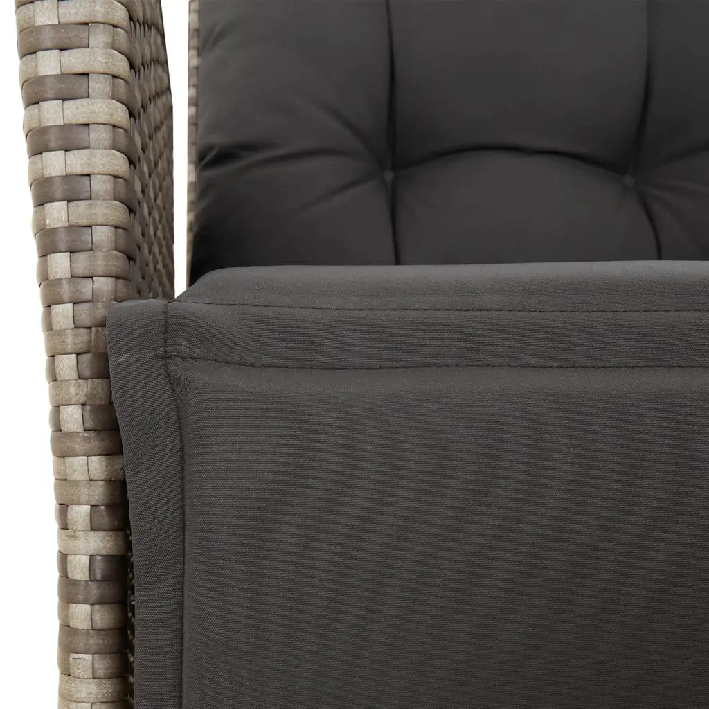 Outdoor Dining Set 7 Piece Grey PE Rattan Furniture with Cushions and Tempered Glass Tabletop