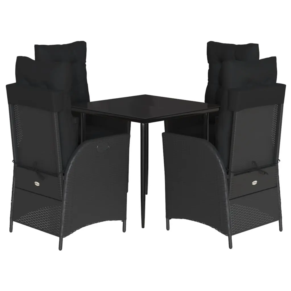 Outdoor Dining Set 5 Piece PE Rattan Black Patio Table and Chairs