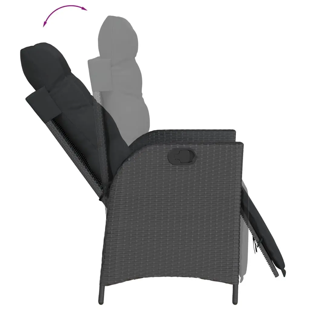 Outdoor Garden Dining Set 5 Piece Black Poly Rattan Chair Table Patio Furniture