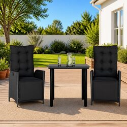 Practical Outdoor Garden Dining Set - 3 Piece Black