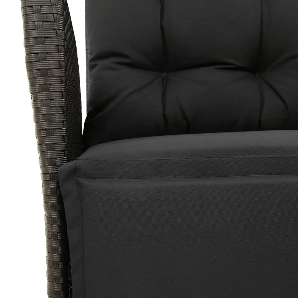 Outdoor Dining Set 3 Piece Black PE Rattan with Cushions