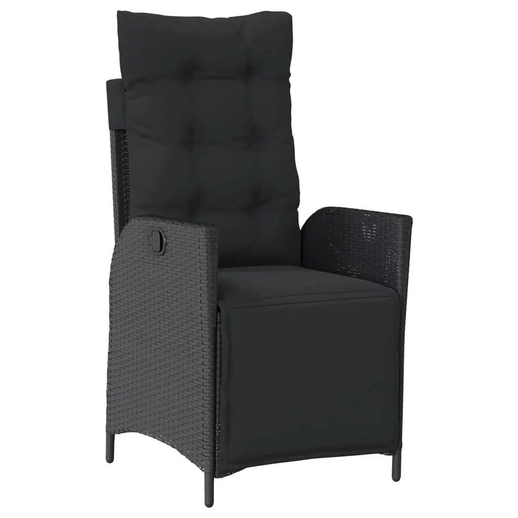 Garden Dining Set 5 Piece PE Rattan Outdoor Furniture Black with Cushions
