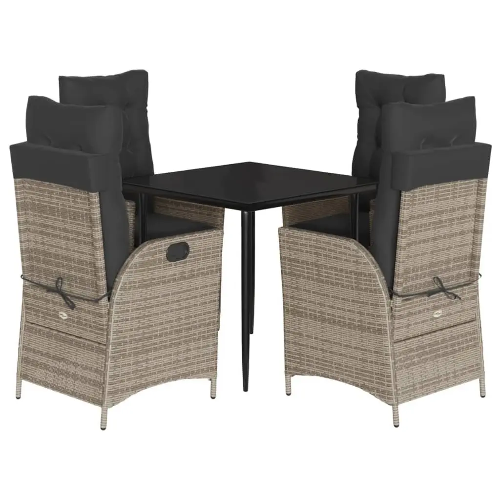 Garden Dining Set PE Rattan 5 Piece Outdoor Furniture Grey