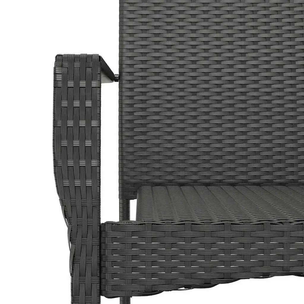 9 Piece Garden Table Chairs Set Black Poly Rattan Cushioned Outdoor Dining Furniture