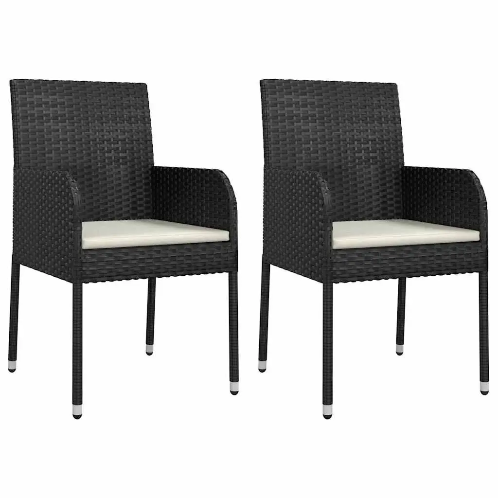 Outdoor Dining Set 9 Piece Garden Furniture with Cushions Black Poly Rattan