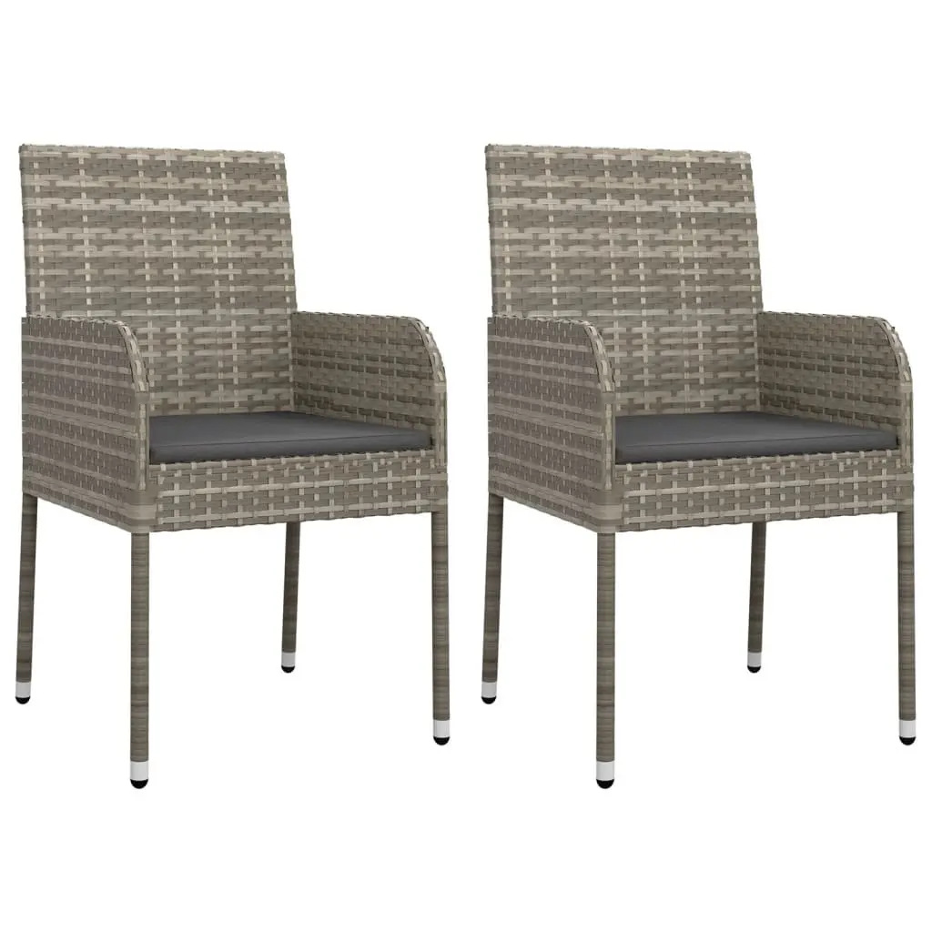 Outdoor Dining Set Poly Rattan 7 Piece Grey Furniture Patio Garden Cushions