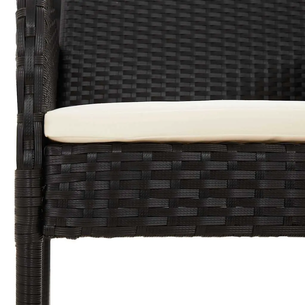 Outdoor Dining Set 9 Piece Garden Furniture Black Poly Rattan with Cushions