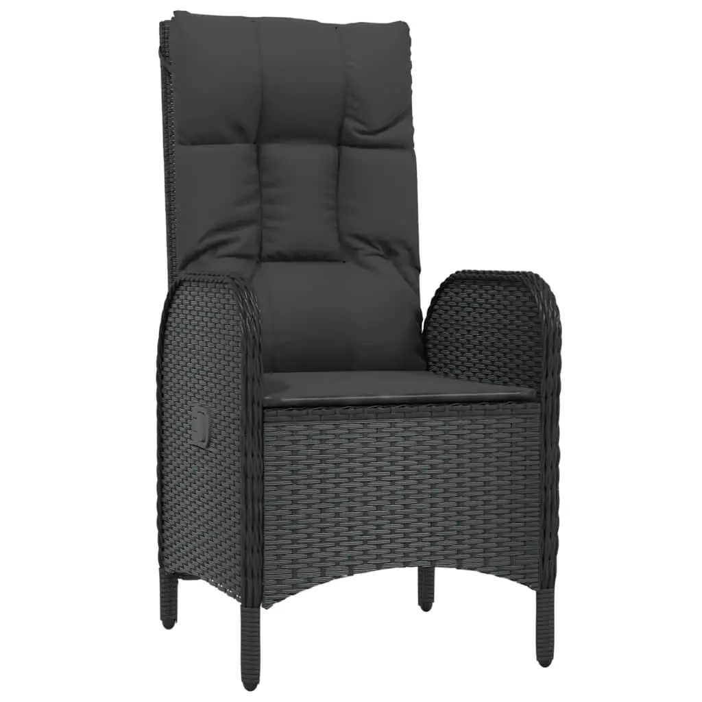 Outdoor Dining Set 9 Piece PE Rattan Adjustable Chairs Acacia Wood Table Black