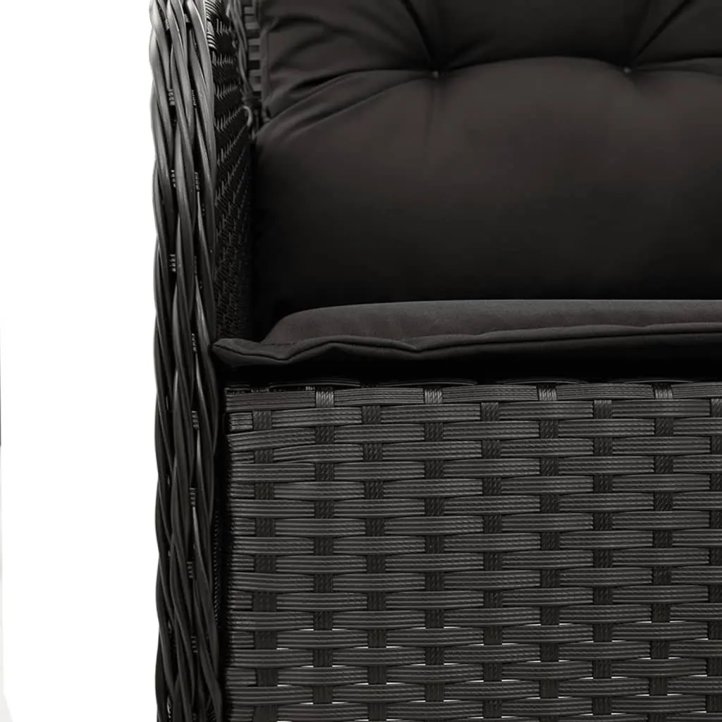 Garden Dining Set 9 Piece Outdoor Patio Furniture Black PE Rattan with Tempered Glass Tabletop and Padded Cushions