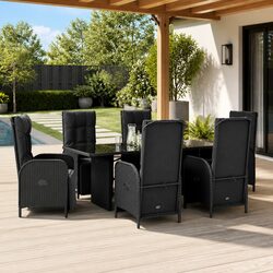 Functional 7 Piece Outdoor Garden Dining Set in Black