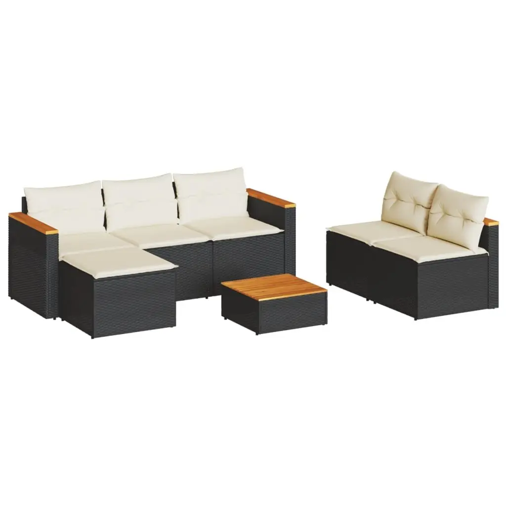 5 Piece Outdoor Garden Sofa Set Poly Rattan Black Modular Furniture