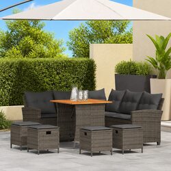 Practical 6-Piece Grey L-Shaped Sofa Set for Your Patio