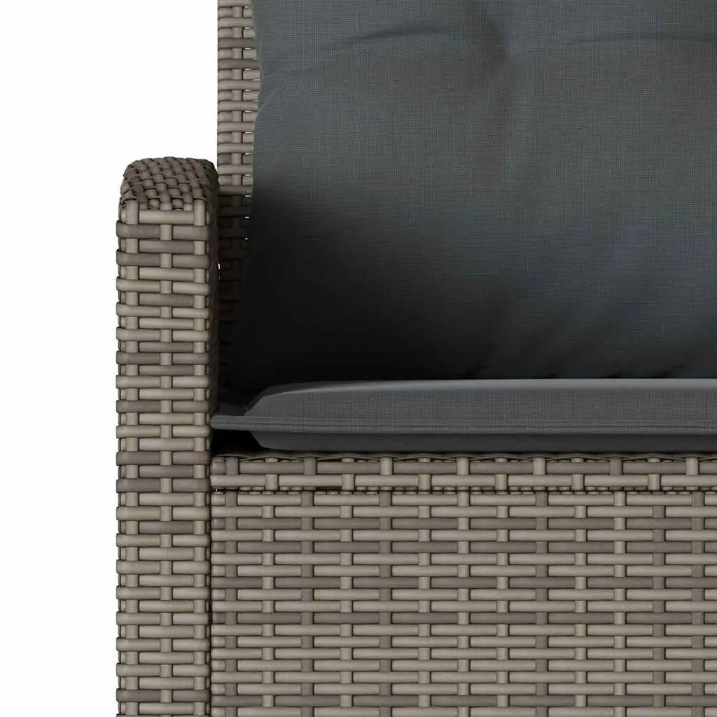 L-Shaped Garden Sofa Set 6 Piece Grey PE Poly Rattan with Cushions