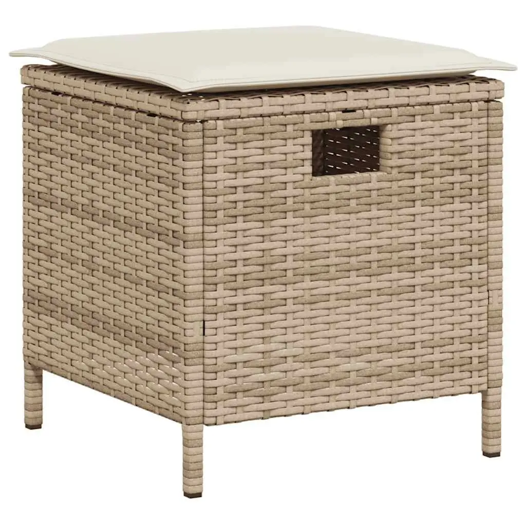 6 Piece Outdoor L-shaped Sofa Set with Cushions Beige Weather Resistant PE Rattan Furniture