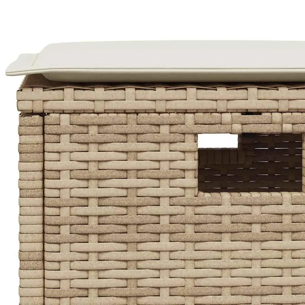 6 Piece Outdoor L-shaped Sofa Set with Cushions Beige Weather Resistant PE Rattan Furniture