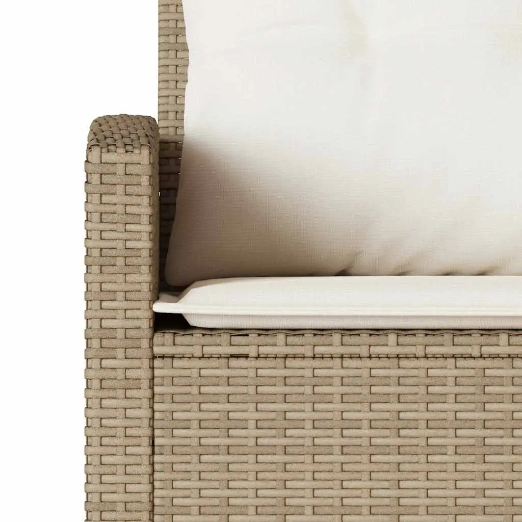 6 Piece Outdoor L-shaped Sofa Set with Cushions Beige Weather Resistant PE Rattan Furniture