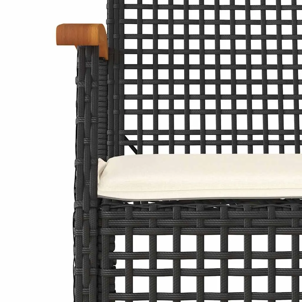 9 Piece Outdoor Dining Set Black Poly Rattan Garden Furniture Patio Table Chairs