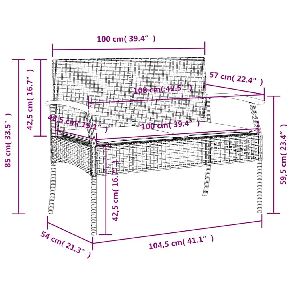 4 Piece Outdoor Dining Set PE Rattan Frame Acacia Wood Table Black