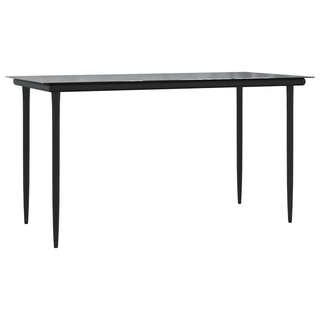 Outdoor Garden Dining Set 5 Piece Black Poly Rattan Patio Furniture with