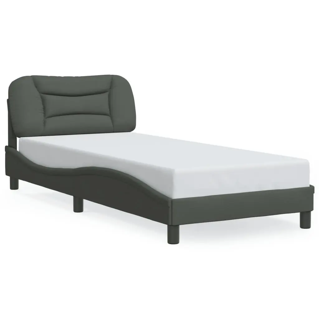 Dark Grey Fabric Bed Frame with LED Lights 90x190 cm