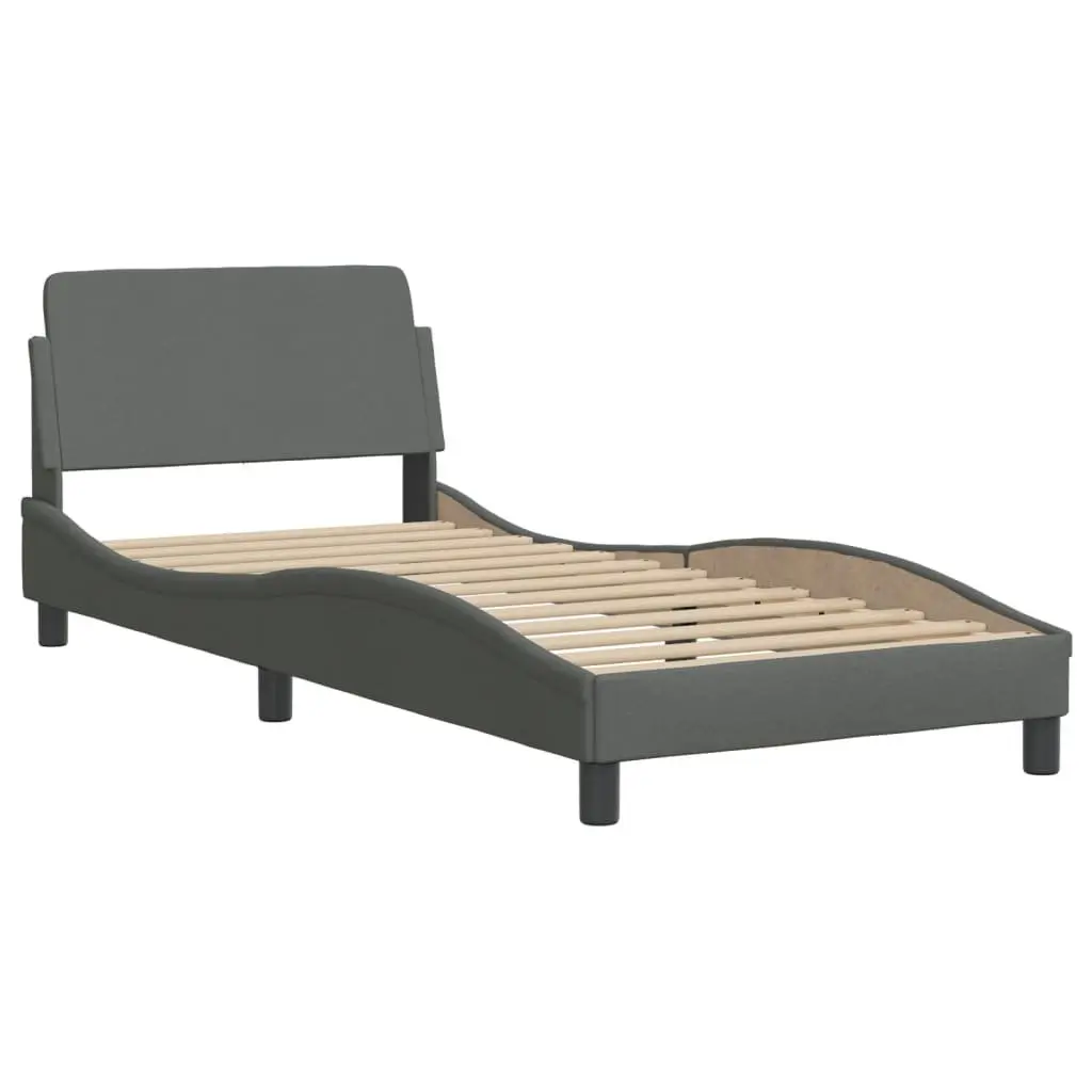 Dark Grey Fabric Bed Frame with LED Lights 90x190 cm