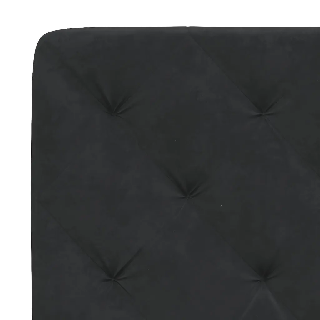 Bed Frame Velvet Black 180x200 cm Slatted Base LED Lights Headboard