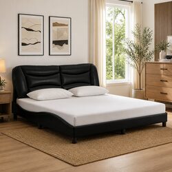 Versatile Black Bed Frame with LED Lighting for Modern Homes