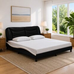 Functional Black Bed Frame with LED Lights for Any Room
